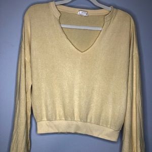 BKE White Crow Yellow Blouse Size S